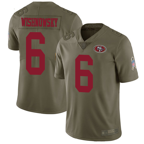 San Francisco 49ers Limited Olive Men Mitch Wishnowsky NFL Jersey #6 2017 Salute to Service